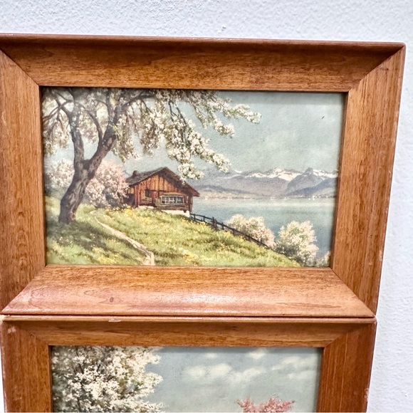 Set 3 Vintage Framed Landscape Prints Hand Painted Pictures Wall Decor MCM - Picture 13 of 16